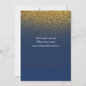 Hochzeitsempfang für Navy Blue & Gold Glitzer Peac Einladung (Rückseite)