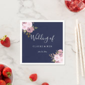 Hochzeitsempfang für Navy Blue & Rose Gold Floral Serviette (Beispiel)