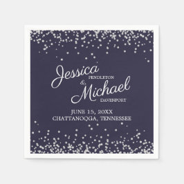 Hochzeitsempfang für Navy Blue Silver White Glitze Serviette