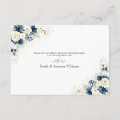 Hochzeitsempfang für Navy Blue und White Roses Begleitkarte (Rückseite)