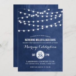 Hochzeitsempfang für Navy String Lights Einladung