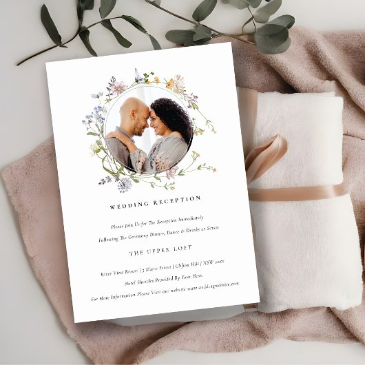 Hochzeitsempfang für niedliche Wiesenblumenkranke Begleitkarte