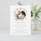 Hochzeitsempfang für niedliche Wiesenblumenkranke Begleitkarte (Stehend Vorderseite)