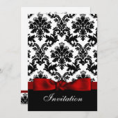 Hochzeitsempfang für Rote Damasse Einladung (Vorne/Hinten)