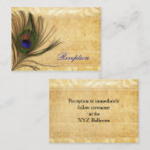 Hochzeitsempfang für Rustic Peacock Feather Begleitkarte (Vorne/Hinten)
