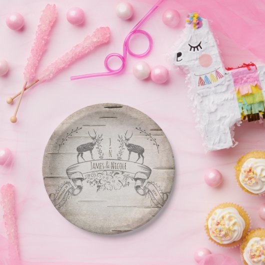 Hochzeitsempfang für Rustikale Hirsche und Zweige Pappteller (Party)