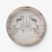 Hochzeitsempfang für Rustikale Hirsche und Zweige Pappteller (Vorderseite)