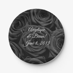 Hochzeitsempfang für schwarze Rose Pappteller