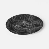Hochzeitsempfang für schwarze Rose Pappteller (Schrägansicht)