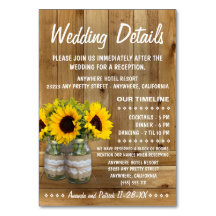 Hochzeitsempfang für Sonnenblumen + Unterkunftskar