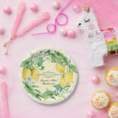 Hochzeitsempfang Gingham Lemon Floral Leaf Wreath Pappteller (Party)