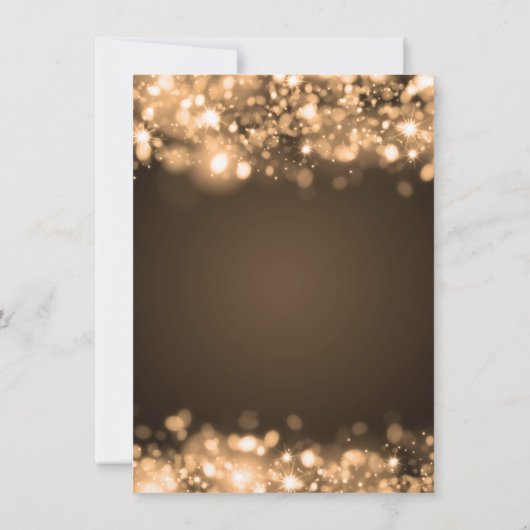 Hochzeitsempfang glühende Lichter Gold Einladung (Rückseite)