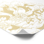 Hochzeitsempfang Gold Elegante Peony Floral Poster (Ecke)