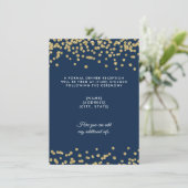 Hochzeitsempfang Gold Imitate Glitzer Confetti Nav Einladung (Stehend Vorderseite)