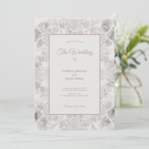 Hochzeitsempfang Gold Weiß Silber Einfach Elegant Einladung