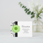 Hochzeitsempfang Green Gerbera Daisy Black Scroll Begleitkarte (Stehend Vorderseite)