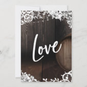 Hochzeitsempfang Holz Barrel Lights Blume Einladung (Rückseite)