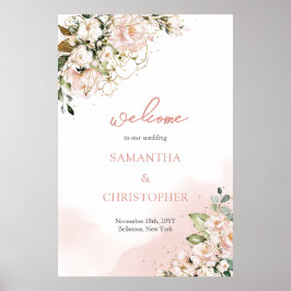 Hochzeitsempfang im eleganten Boho Aquarell Rosa Poster