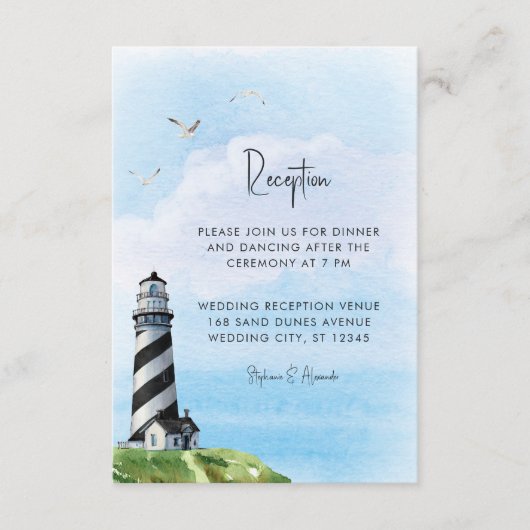 Hochzeitsempfang im Leuchtturm Begleitkarte (Vorderseite)