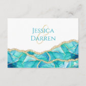 Hochzeitsempfang im White Blue Glitzer Begleitkarte (Rückseite)