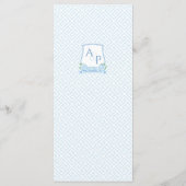 Hochzeitsempfang in Blau und Weiß des Wappen Menükarte (Rückseite)