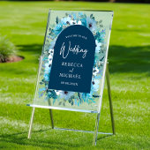 Hochzeitsempfang in blauen Blumen Acrylschild