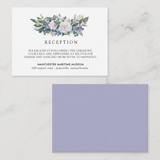 Hochzeitsempfang in Blauer Flora Begleitkarte (Vorne/Hinten)