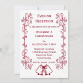 Hochzeitsempfang in Burgund Bells Einladung (Vorderseite)