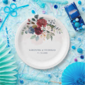 Hochzeitsempfang in Burgund Pappteller (Party)