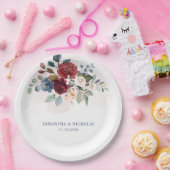 Hochzeitsempfang in Burgund Pappteller (Party)