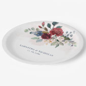 Hochzeitsempfang in Burgund Pappteller (Schrägansicht)