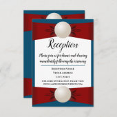 Hochzeitsempfang in Burgund und Blue Pearl Ribbon Einladung (Vorne/Hinten)