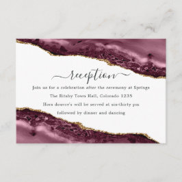 Hochzeitsempfang in Burgund und Gold Agate Begleitkarte