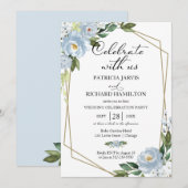 Hochzeitsempfang in Dusty Blue Floral Einladung (Vorne/Hinten)