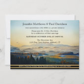 Hochzeitsempfang in Dusty Blue Gold bemalt Einladung (Vorderseite)