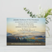 Hochzeitsempfang in Dusty Blue Gold bemalt Einladung (Stehend Vorderseite)