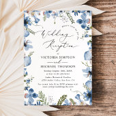 Hochzeitsempfang in Dusty Blue Modern Floral Einladung