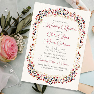 Hochzeitsempfang in Luxus Botanical Floral Paisley Einladung