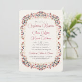 Hochzeitsempfang in Luxus Botanical Floral Paisley Einladung (Stehend Vorderseite)