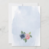 Hochzeitsempfang in Navy Blue & Blush Pink Blume Einladung (Rückseite)