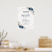 Hochzeitsempfang in Navy Blue Blush Pink Florals Poster (Küche)