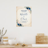 Hochzeitsempfang in Navy Blue Blush Pink Florals Poster (Küche)