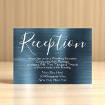 Hochzeitsempfang in Navy Blue Einladung<br><div class="desc">Navy Blue Imitate Brushed Metal Elegant Empfang Card für eine Post Wedding Party. Diese Blue Wedding Reception Card kann so angepasst werden, dass sie Ihre Nachricht und die Party-Adresse des Empfangs einbezieht. Die Empfang-Karte ist Teil der Blue Wedding Collection von Navy. Wenn Sie weitere, individuell gestaltete Artikel wünschen, wenden Sie...</div>