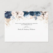 Hochzeitsempfang in Navy Blue und Dusty Rose Begleitkarte (Rückseite)