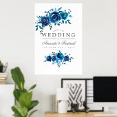 Hochzeitsempfang in Navy und White Watercolor Poster (Heimbüro)