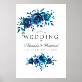 Hochzeitsempfang in Navy und White Watercolor Poster