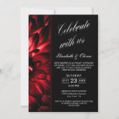 Hochzeitsempfang in Red Black Floral Foto Einladung (Vorderseite)
