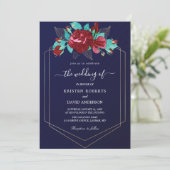 Hochzeitsempfang in Rom und Blau Einladung (Stehend Vorderseite)