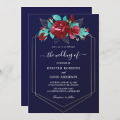 Hochzeitsempfang in Rom und Blau Einladung (Vorne/Hinten)