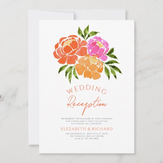 Hochzeitsempfang in Rosa Einladung (Vorderseite)